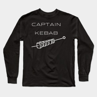 Captain Kebab Typography White Design Long Sleeve T-Shirt